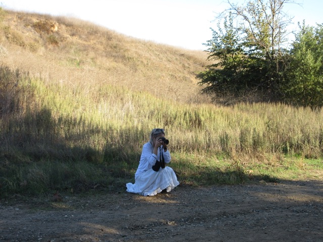 walking on campus at sunset